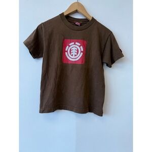 Vintage Element Shirt XS Brown Skateboarding Short Sleeve Graphic Tee Y2K Bam